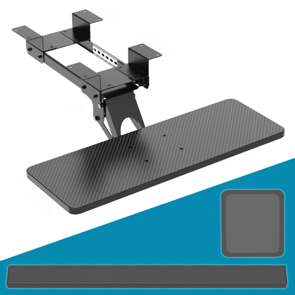 Under Desk Keyboard Tray With Mouse Pad, Adjustable Ergonomic Slideout Design, 360 Rotation, Black 9092120920130
