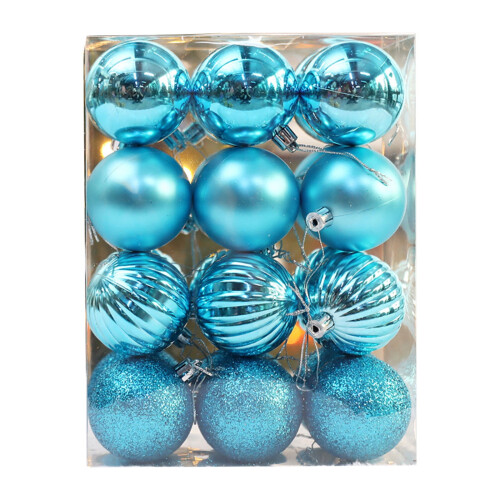 AuroraX Blue Sequined Ball Ornaments 5 Inch 24 Pcs 1