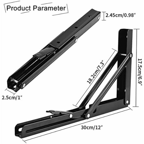 Heavy Duty Folding Shelf Bracket 12 Inch Black 2 Pack 1