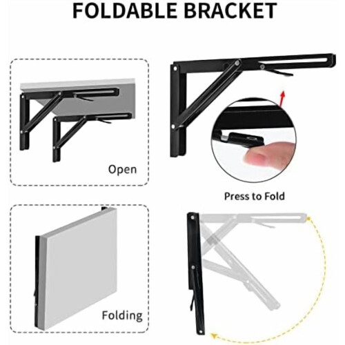 Heavy Duty Folding Shelf Bracket 12 Inch Black 2 Pack 2