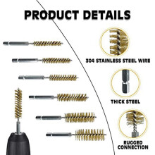 12X Brosse Métallique Ronde Diamètre Brosses Tubulaires en Acier Inoxydable de Différentes Tailles avec Brosses Métalliques Rondes pour Marteaux