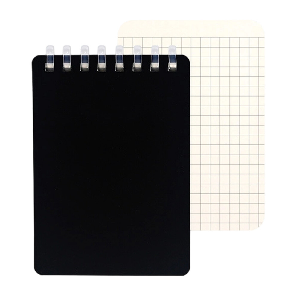 Portable Notebook 128 Pages Soft Coil Binding- Grids Black 7754001696177
