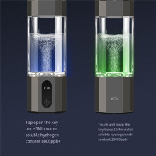 PEM Electrolysis Hydrogen Generator 8000PPB Display Portable Rechargeable Hydrogen Water Bottle Black