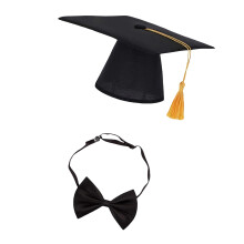 Pet Graduation Cap and Tie for Fun Event Soft Polyester-A