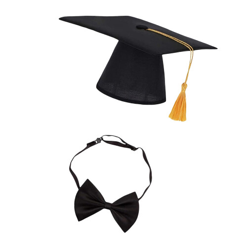 Pet Graduation Cap and Tie for Fun Event Soft Polyester-A