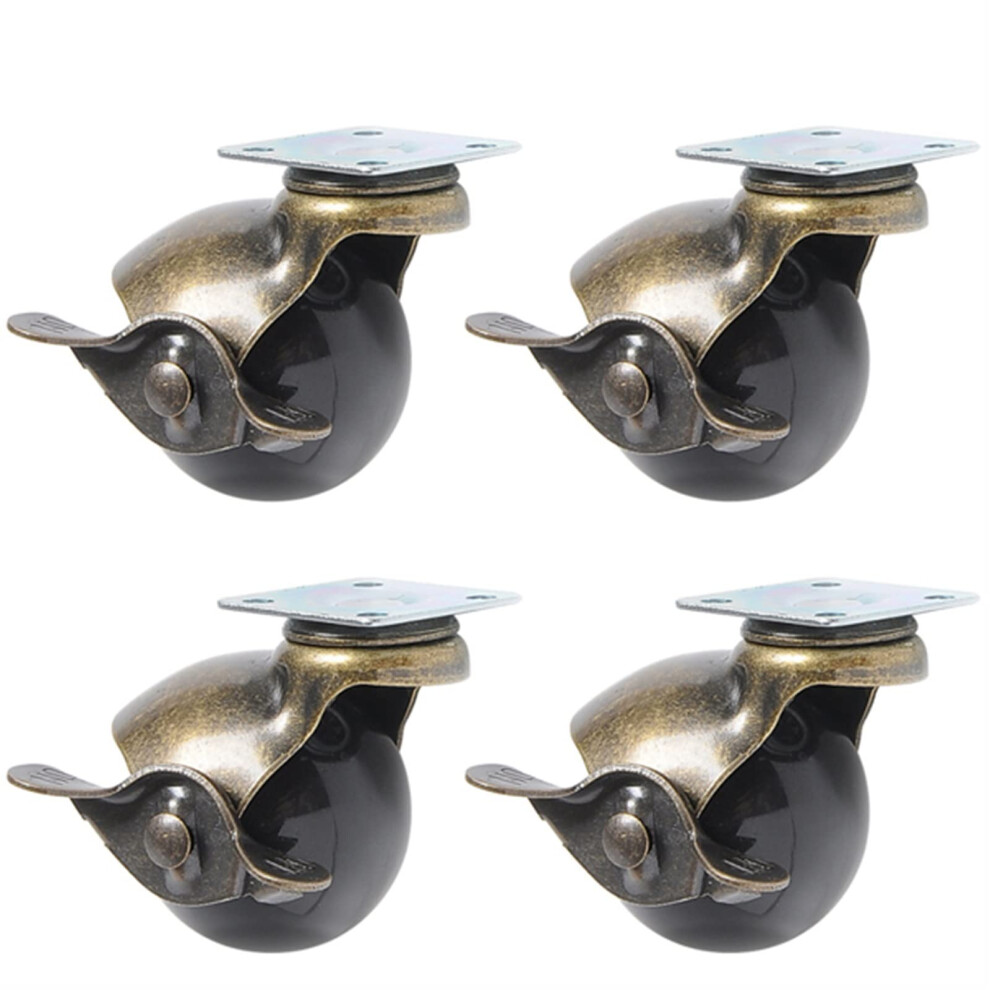 4Pcs 2 Inch Rubber Swivel Casters With Brakes, Black Heavy Duty Caster Wheels For Furniture 50Mm 9045646514307