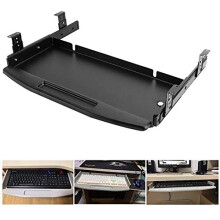 Under Desk Keyboard Tray with Smooth Gliding Rails, Extra Large Steel Retractable Drawer for Office Desk