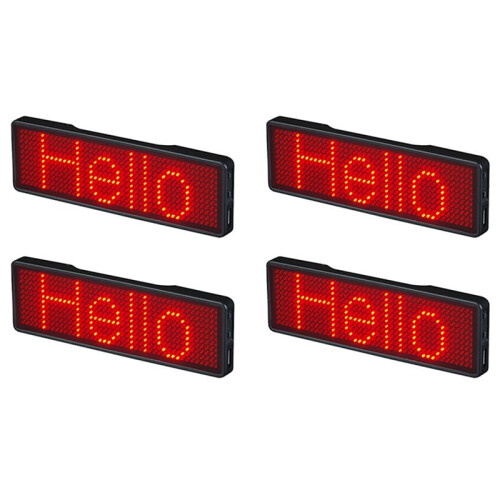 4X  LED Name Badge Rechargeable Light Sign DIY Programmable Scrolling Message Board Display LED,Type 2