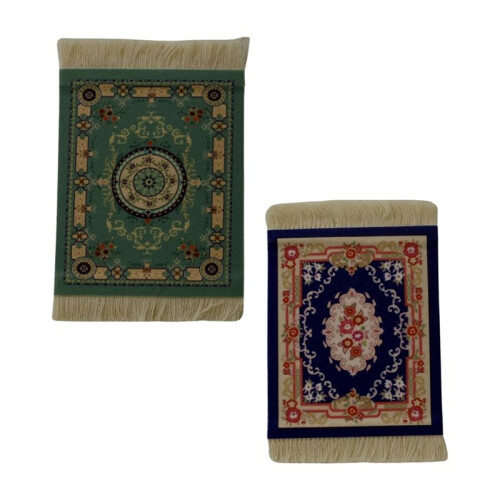 4X  Persian Woven Coasters Carpet Pattern Coaster Dining Table Decoration Technology.-Green 1