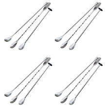 12 Pcs Extra Long Mixing Spoons Spiral Pattern Bar Cocktail Shaker Spoon Barware Stirring Spoon for Tea Coffee Ice Cream