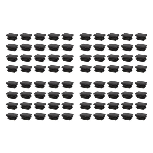80 Pcs Plastic Rectangular End Cap 30mm X 20mm Threaded Pipe Tube Insert Rubber Feet