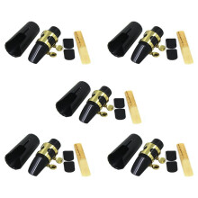5X Plastic Soprano Sax Mouthpiece with Metal Cap Buckle Reed Mouthpiece Patches Pads Black