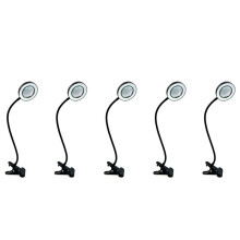 48 LED Desk Lamp Clip with 5X Magnifying Glass Light 360 Adjustable 3 Modes LED Desk Light for Bed Desk Work Crafts-5PC