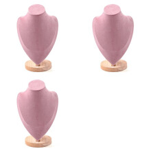 3X Sieraden Organisator Displaystandaard Hanger Oorbellen Ketting Mannequin voor Winkel Showcase Decor Houten Basis Kettinghouder C
