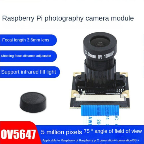 10X 5MP OV5647 Camera Module Non-Night Vision Version for Raspberry Pi 75 Degree 3.6mm Adjustable Focus 1080P HD Webcam 2