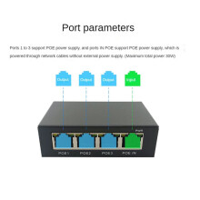4X 4-Poorts Gigabit POE-Extender 100/1000M Netwerkswitch-Extender IEEE802.3Af/At Plug& voor PoE- NVR IP-Camera AP