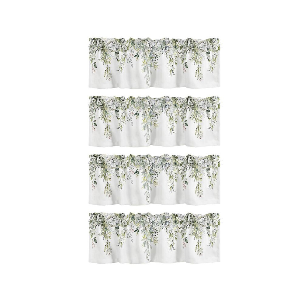 4X Sage Curtain Valance For Windows Watercolor Eucalyptus Leaf Rod Pocket Valance Window Treatments Plant Leaves Green 6032125171659
