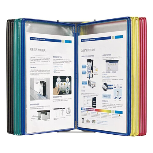 Desktop Reference Organizer 20 Sleeve Letter Size Flip File Holder Color‑Coded Wall Display Rack for Office