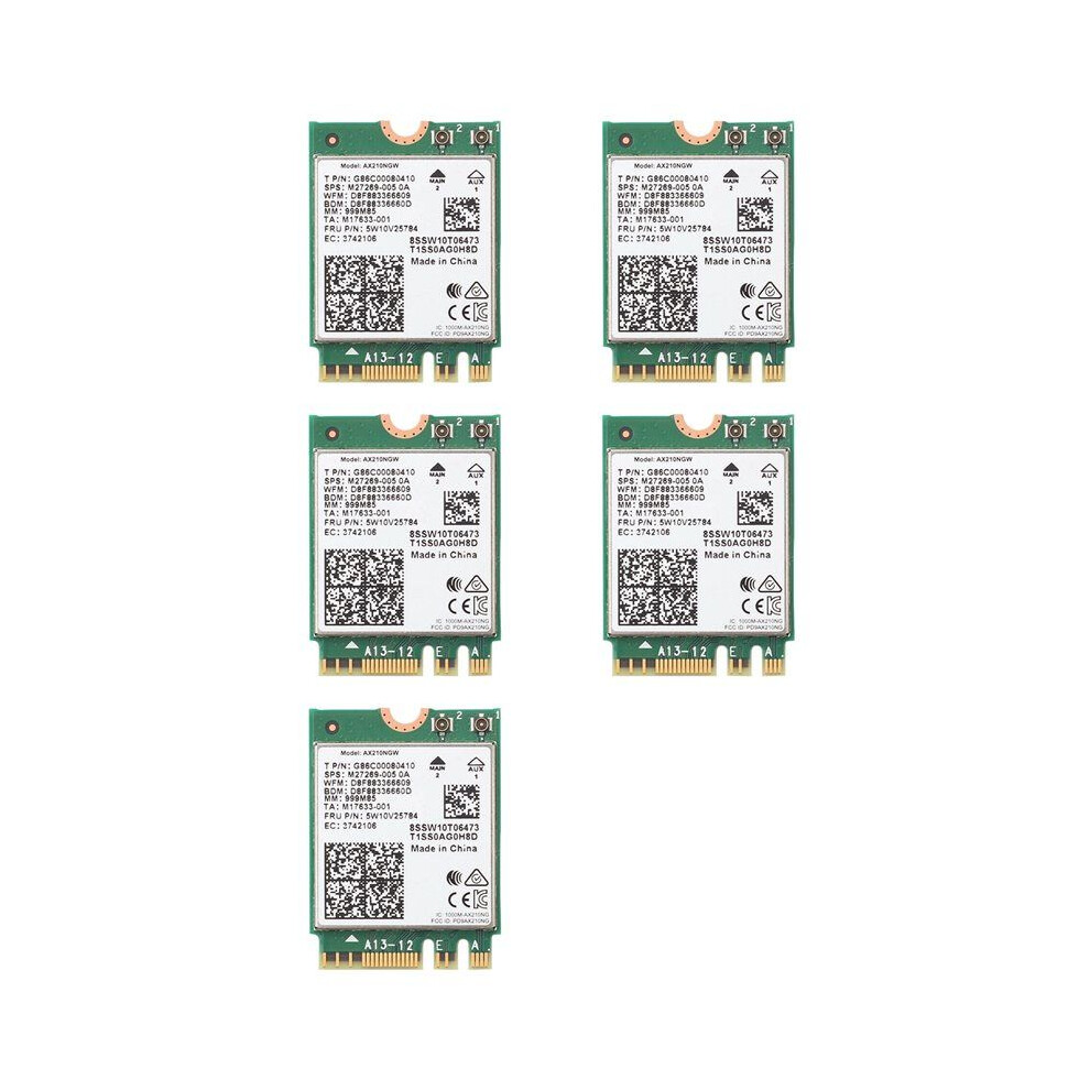 5X Ax210 Ax210ngw Network Card M.2 Ngff 2.4Ghz/5G Wi-Fi 6E 2400Mbps Wifi Card 802.11Ax 5.2 Wifi Adapter 4712439138013