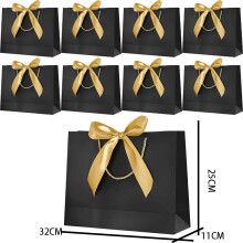 Elegant Design Ribbon Paper Bags, Waterproof Surface Protects Interior Compatible with Graduations, Thanksgiving (8PCS)