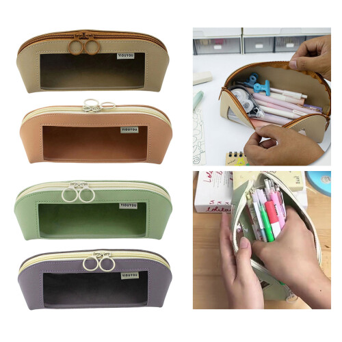 Multifunctional Pen Storage Bag Waterproof PU Leather-Green 2