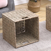 2X Woven Seagrass Farmhouse Kitchen Storage Organizer Basket Bin with Handles for Cabinets,Pantry,Bathroom,Laundry Room