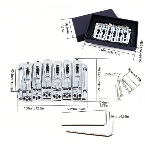 High Performances 6 String Guitar Bridge Zinc Alloy Construction 2