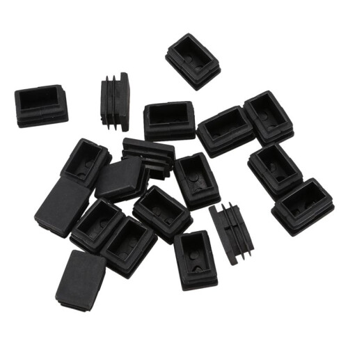 80 Pcs Plastic Rectangular End Cap 30mm X 20mm Threaded Pipe Tube Insert Rubber Feet 2
