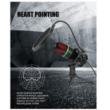 Professional USB Condenser Microphone Live Streaming Microphone for PC Laptop Video Games YouTube Podcasts B