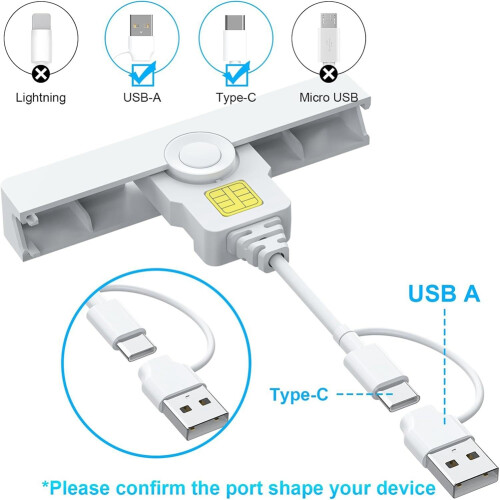 CAC Card Reader USB A Type-C USB Common Access Tax Declaration SIM/ID/Bank Card Reader Common Access CAC Reader 2