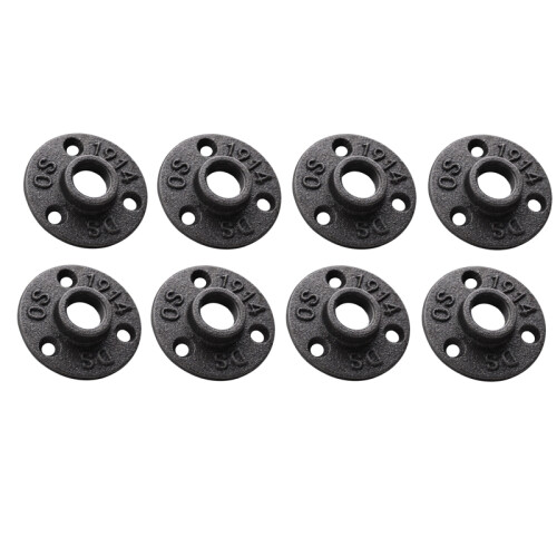 Flange de Tubo de Ferro Fundido MaleáVel de 3/4 Polegadas, Bicos de Tubo Rosqueado de Tubo Preto de 3/4 Polegadas, 8 PeçAs