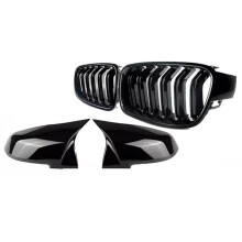 Juego de Rejilla de Riñón y Cubiertas de Espejos Retrovisores Compatibles con para  Serie 3 F20 F30 320i 328i 2012-2018