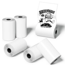 6 Roll Pocket Printer Sticker Paper, 30 X 57mm Self-Adhesive Thermal Paper for Pocket Printer,Black White