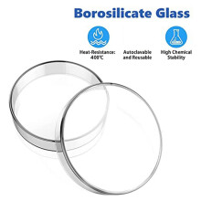 Petri Dish Glass with Lids 60mm x 15mm, Pack of 10 Petri Dish Glass with Reusable Inoculating Loop, Glass Petri Dish