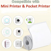 6 Roll Pocket Printer Sticker Paper, 30 X 57 mm SjäLvhäFtande Termiskt Papper för Pocket Printer, Svart på Vitt