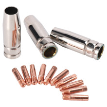 13Pcs CO2 Mig Welding Torch Aircooled MB 15AK Contact Tip Holder Gas Nozzle 0.8mm Shield Shroud Nozzle Tip Kit