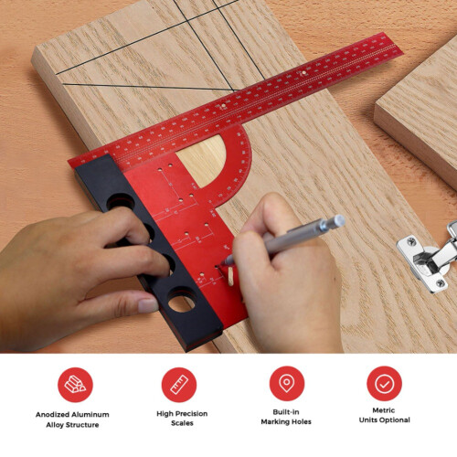 300mm Universal Angle Ruler Multifunctional Try Square Woodworking Scriber Marking Ruler for Measuring Guide Cutting 1