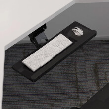 Under Desk Adjustable Keyboard Tray with Clamp, 360 Rotating, Ergonomic Wrist Rest, Space Saving Design