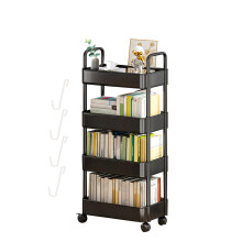 Rolling Utility Cart with Wheels, 3/4 Tier Rotatable Mobile Bookshelf for Home Office Storage