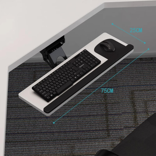 Under Desk Adjustable Keyboard Tray with Clamp, 360 Rotating, Ergonomic Wrist Rest, Space Saving Design 1