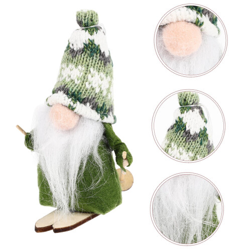 Skiënde kerstman kabouter ornament groen 1 stuk