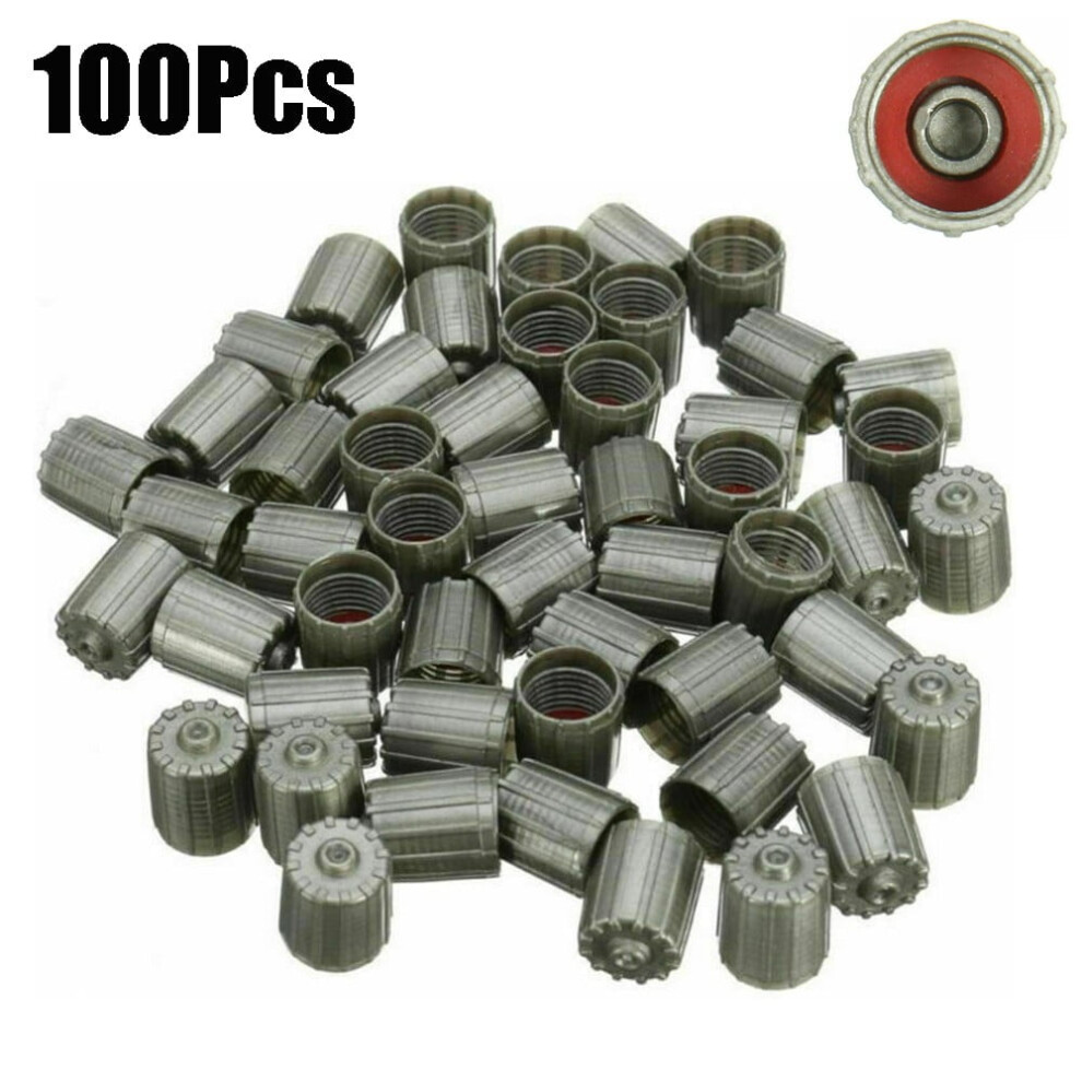 100X Plastic Tpms Tire Tyre Valve Stem Cap Cover Kit Car Truck Motorcycle Gray 9365509689905