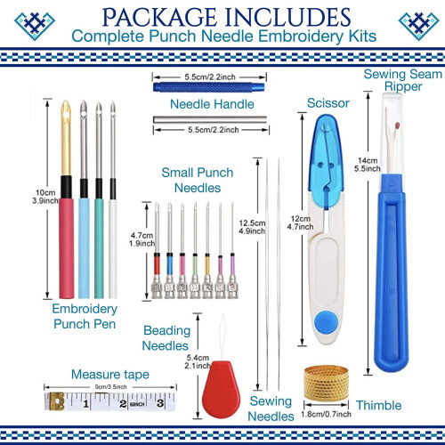Broderikit för punch needles i bomull, DIY-set 1