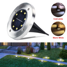 8-LED Solar Ground Lights, Waterproof In-Ground Landscape Lighting for Patio, Pathway, Lawn, Deck, Driveway – White Light