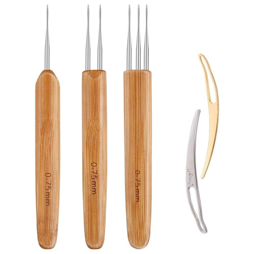 Dreadlock Crochet Hook Tool Braid Hair Dreadlocks Needle Bamboo Handle Locs 1