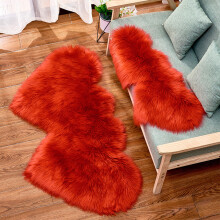 2 Pcs Valentines Heart Rug, Pink Heart Shaped Rug, Fluffy Faux Fur Rugs, Shag Mats for Bedroom Living Room, Love Coquette Room Decor(35*70cm)