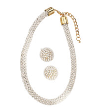 Fashionable Imitation Pearls Earrings And Necklace Set Easy-B
