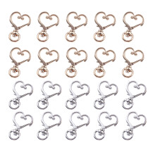 Pack of 20 Metal Rotating Keychains-White K color hearts