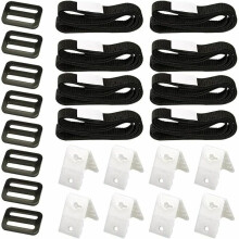 Conjunto de fixação para enrolador de capa solar para piscina enterrada universal, com tiras de nylon adesivas, placas de fixação e fivelas. Kit