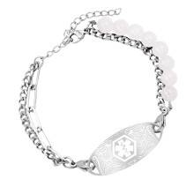 Lightweight Medicals Alert ID Bracelet Double Chain-SS4